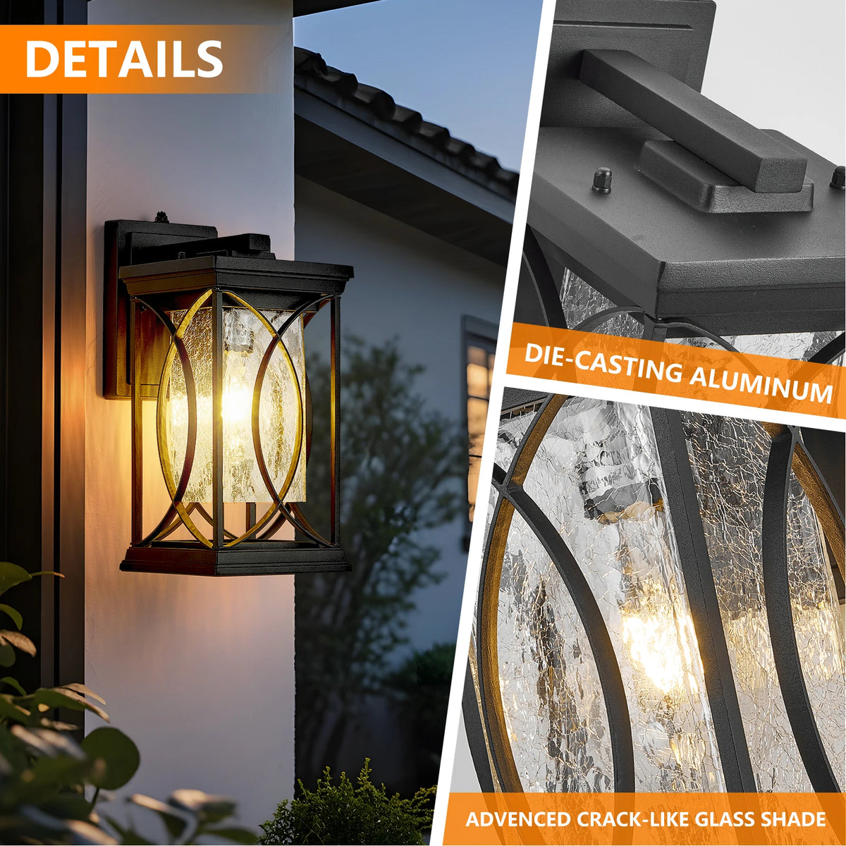 14" Modern Outdoor LED Wall Light Dusk to Dawn Exterior Porch Sconce Fixture