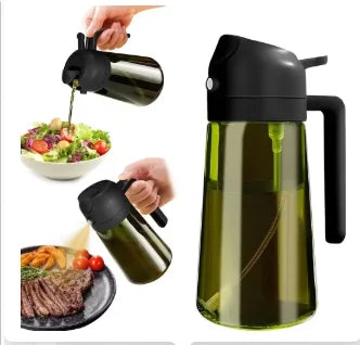 Premium Dark Glass Olive Oil Dispenser 2 In 1 Cooking Oil Spray Bottle Multipurpose Kitchen Oil Mister Perfect For Air Fryer BBQ Grilling Household Cooking Supplies Random Color Shipment