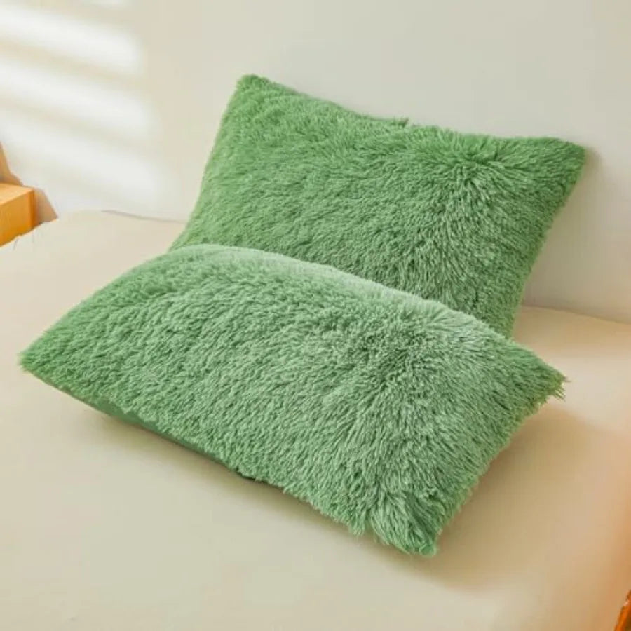 Fluffy Faux Fur Comforter Cover Set Fluffy Fuzzy Plush Bedding 3Pcs 1 Faux Fur Duvet Cover +2 Fuzzy Pillowcases Fluffy Bed Set