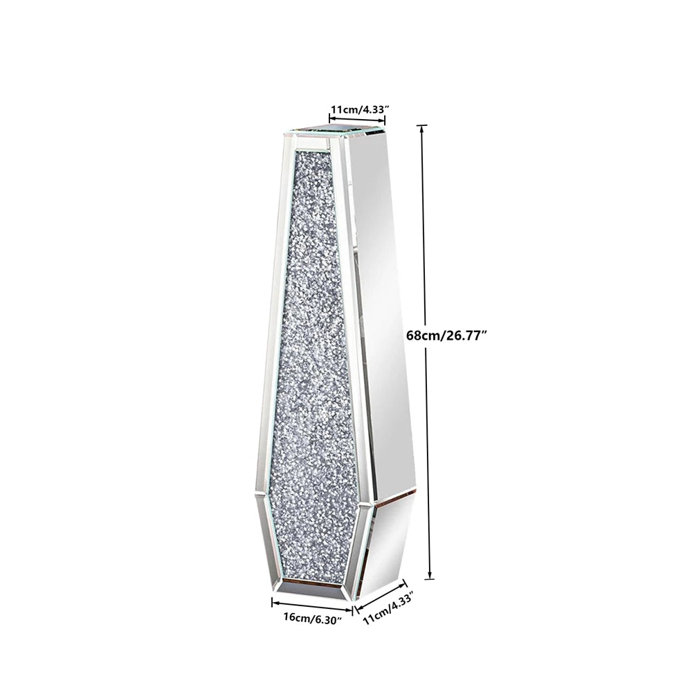 Luxury Crushed Diamond Mirrored Floor Flower Vase Silver Glass Vase