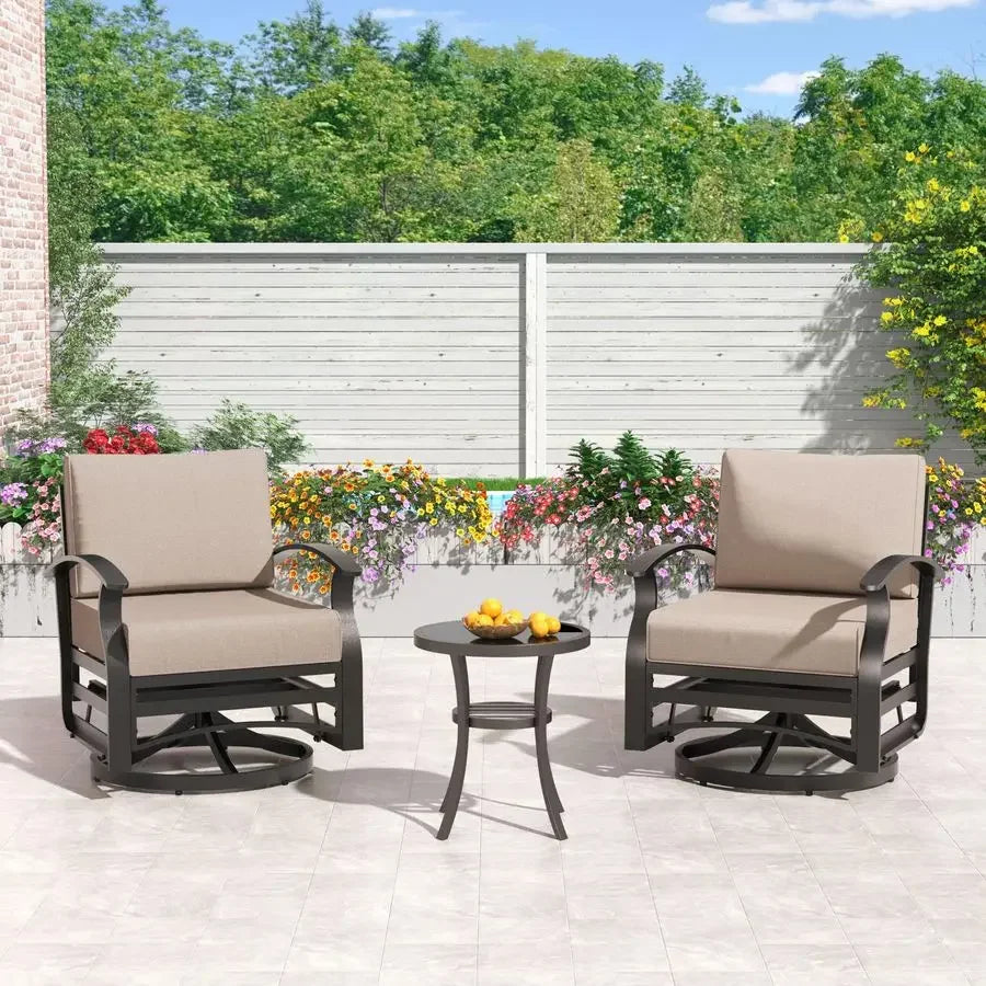 Aluminum Patio Furniture Set,6 Pieces 7 Seat Sectional Metal Outdoor Furniture Conversation Set w 5.1 Cushions,Swivel Rocking C