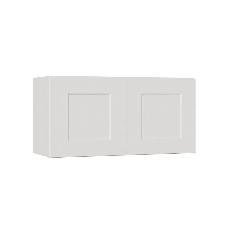 White Painted Solid Wood Shaker Wall Cabinet 30"W x 12"D x 18"H RTA Kitchen Storage Unit