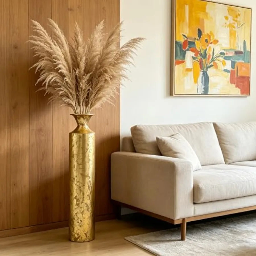 Decorative Gold Metal Tall Floor Vase. Ideal Gift for Floral Arrangements Weddings Party Spa Reiki Meditation Settings O5 27.25