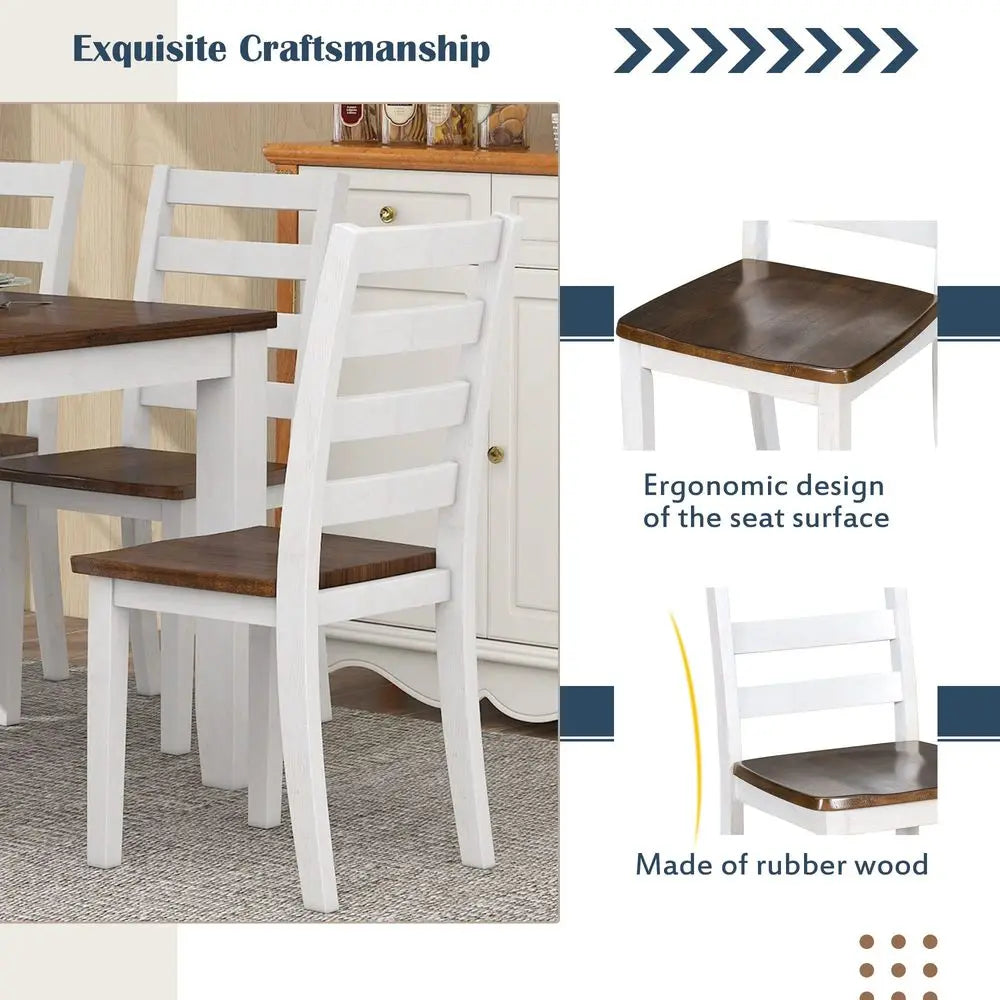Solid Wood Dining Table Set for 6, Farmhouse Kitchen Table Set with Bench and Chairs, Rustic Dining Room Table and Chairs Set,