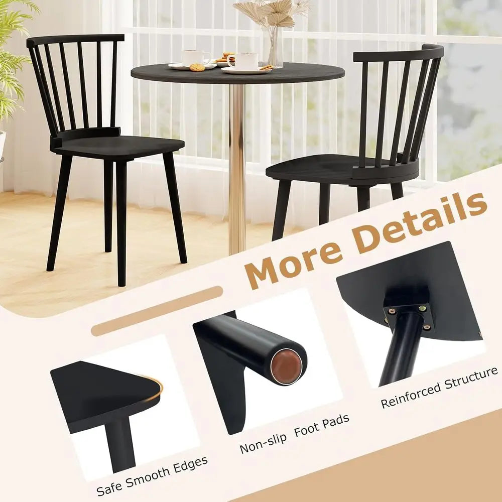 Set of 4 Windsor-Style Solid Wood Side Chairs with Spindle Backs for Kitchen, Dining, or Living Spaces