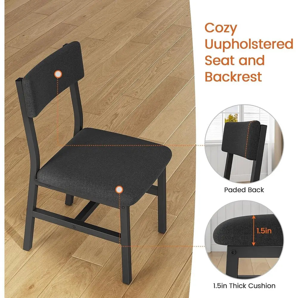 5-Piece Dining Table Set or 4-6 People, 63" Exble Kitchen Table and 4 Cushion Chairs, Dining Room Table with MD Board & Metal e