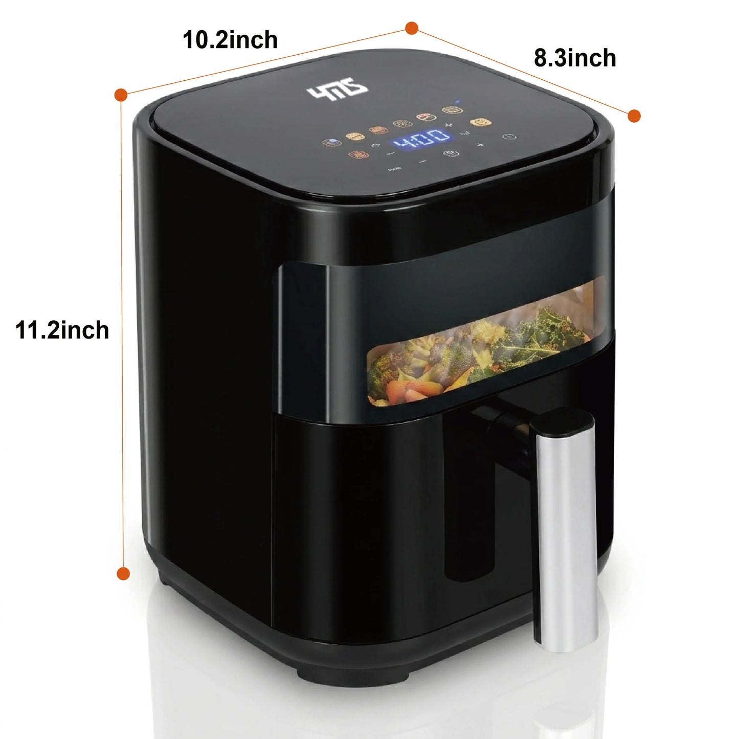 YMS 3.2QT Touchscreen Air Fryer with Visible Window, Black, 8-in-1 Preset Functions, Oil-Free Healthy Cooking, Fast & Easy to Clean, 1200W Compact Small Air Fryer for Singles, Perfect for Apartment Dorm Countertop Use, air fr