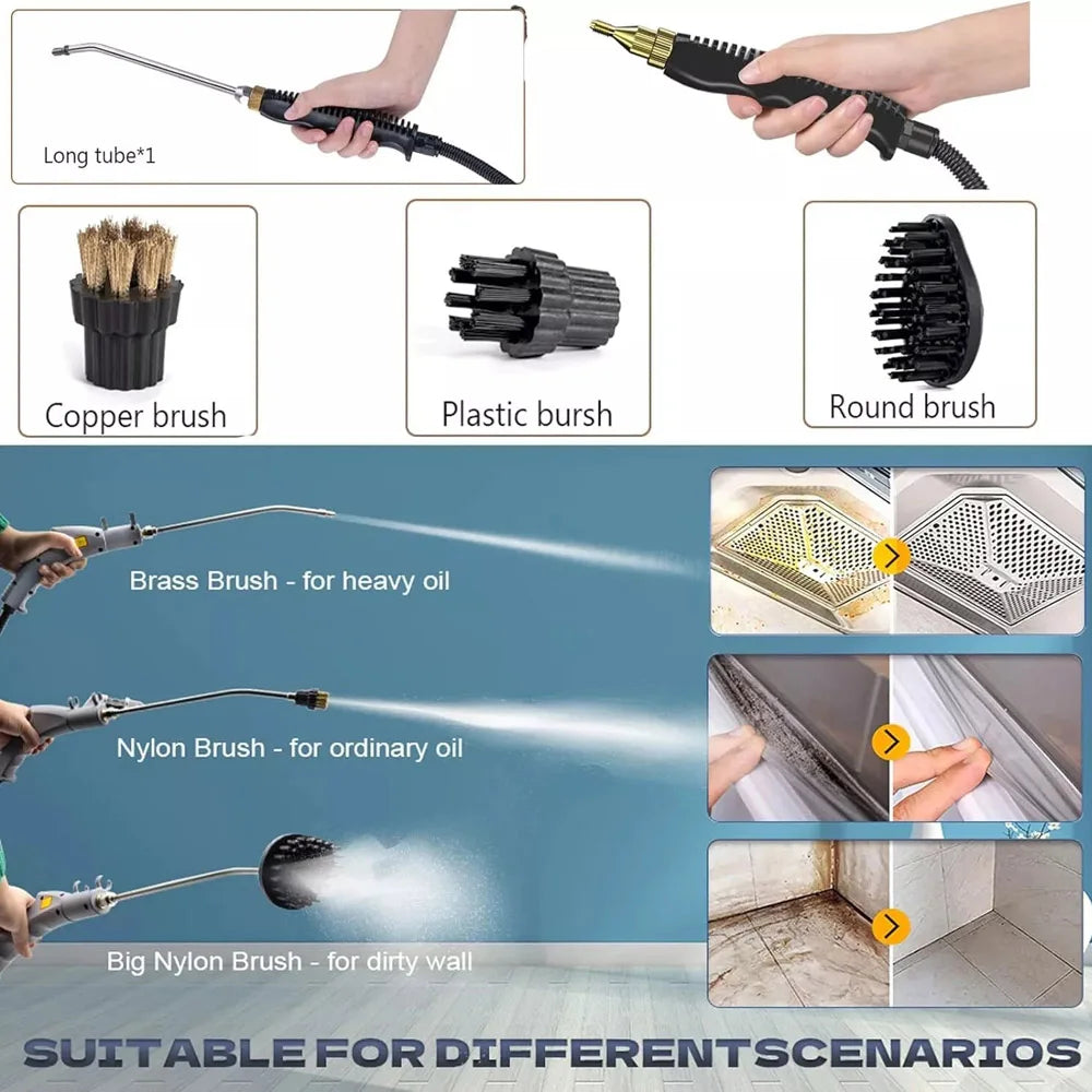 3500W High Pressure Steam Cleaner, Portable Handheld High Temperature Steam Cleaning Machine for Car Detailing, Kitchen, Bathroom, Grout, Tile, Upholstery & Household Deep Cleaning