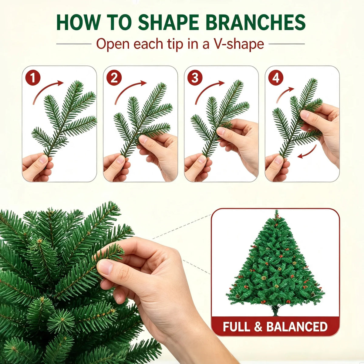 7ft Artificial Christmas Tree with Pine Cones & Red Berries, Hinged Fireproof PVC Xmas Tree with Metal Stand for Home Holiday Party Decor