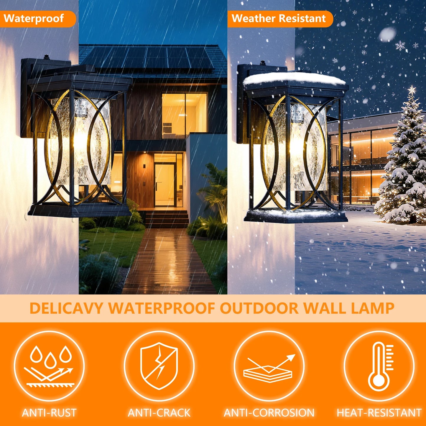 14" Modern Outdoor LED Wall Light Dusk to Dawn Exterior Porch Sconce Fixture