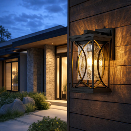14" Modern Outdoor LED Wall Light Dusk to Dawn Exterior Porch Sconce Fixture