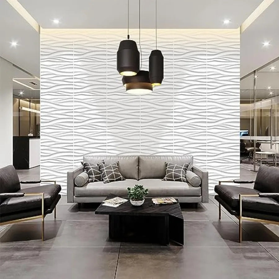 Wave Wall Panels for Interior Wall Decor, 3D Wall Panels Accent Wall, Paintable 3D Wall Decor Covering Panels for Living Room B