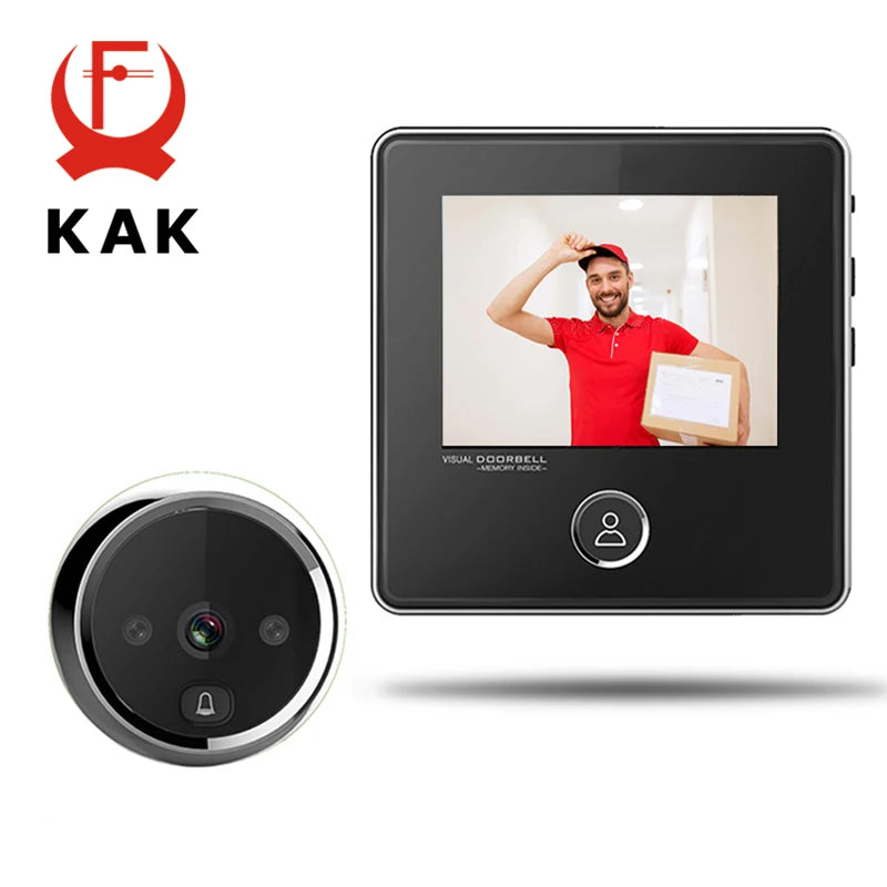 KAK 2.8" LCD Screen Electronic Door Viewer Bell IR Night Door Camera Photo Recording Digital Door Viewer Smart Peephole Doorbell