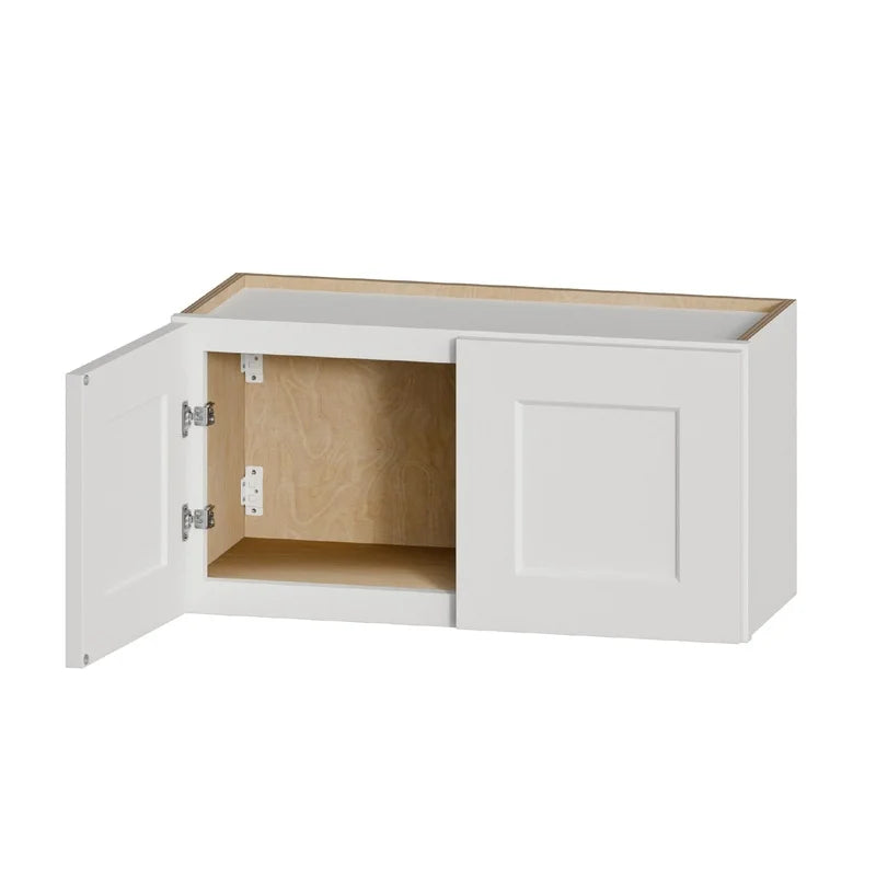 White Painted Solid Wood Shaker Wall Cabinet 30"W x 12"D x 18"H RTA Kitchen Storage Unit