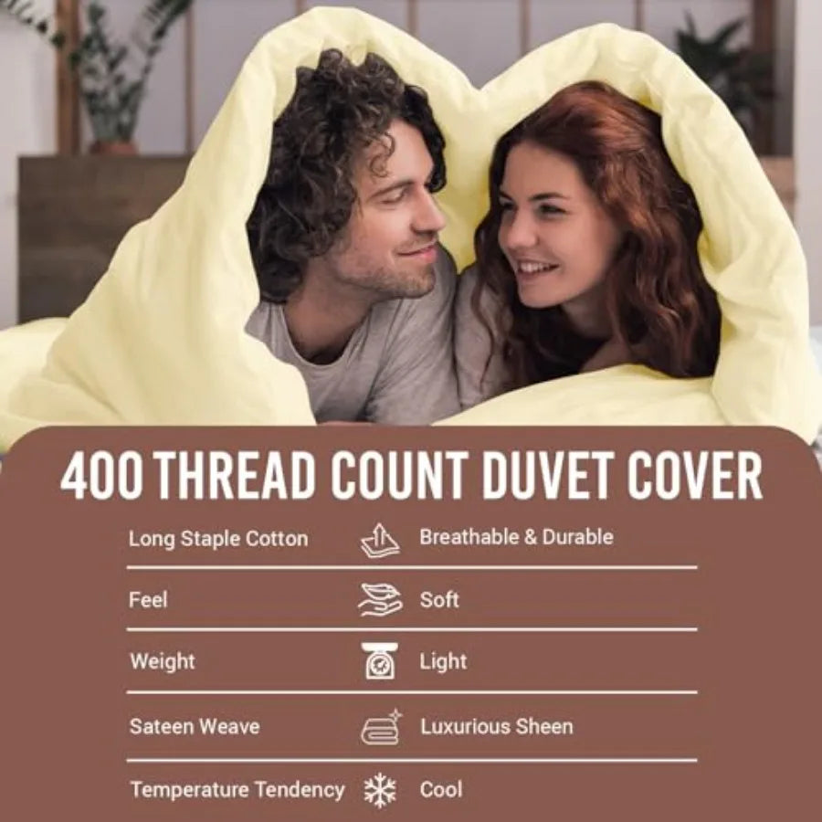 Pure 100% Cotton Luxurious 400 Thread Count Long Staple Cotton Sateen Weave Button Closure Combed Ivory Cotton