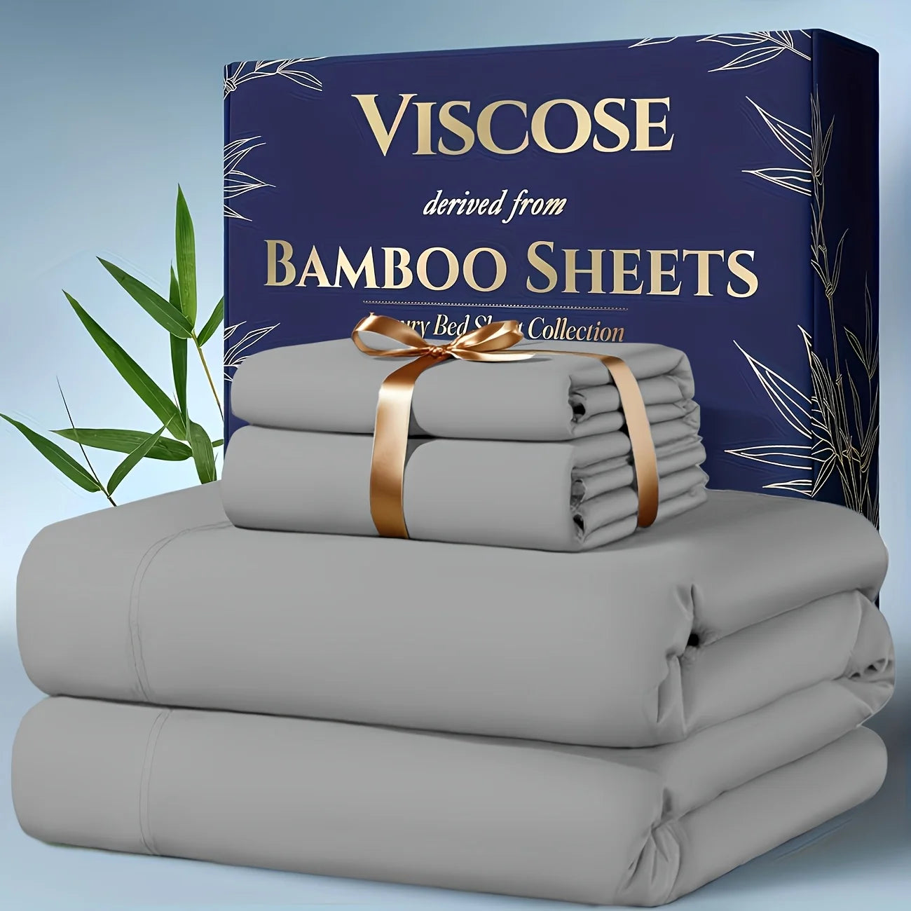 4pcs Bamboo Cooling Bedding - Extra Deep Pocket Breathable And Cooling - Suitable For Hot Sleepers And Sweats, Children Pillowcases, Flat Sheet And Fitted Sheet - A Perfect Gift For Family, Queen And King Sizes, Next Day Deli