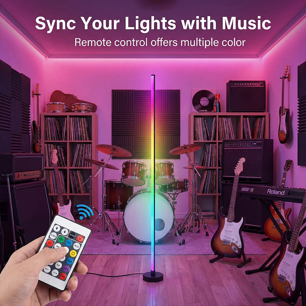 Smart LED Floor Lamp RGB Remote & APP Control Music Sync Corner Lighting Timer Modern Mood Standing Lamp for Living Room Gaming