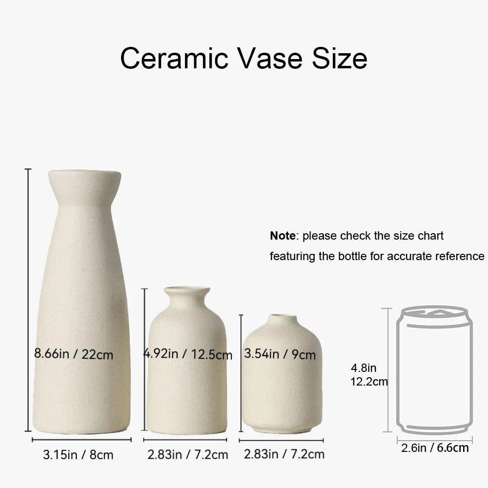 Set Of 3 Minimalist Beige Ceramic Vases - Elegant Home Decor & Wedding Centerpiece - Modern Flower Vases Set - Romantic Gift Ide