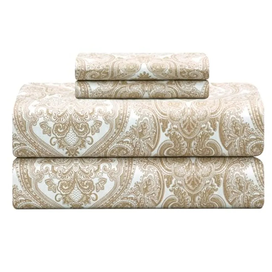 Feather and Stitch Softest 100% Cotton Sheets 300 Thread Count Percale Weave Bedding 16" Deep Pocket Cooling Sheets Breathable