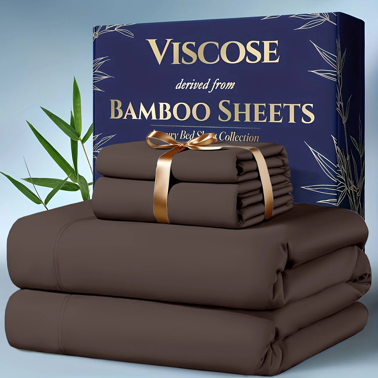 4pcs Bamboo Cooling Bedding - Extra Deep Pocket Breathable And Cooling - Suitable For Hot Sleepers And Sweats, Children Pillowcases, Flat Sheet And Fitted Sheet - A Perfect Gift For Family, Queen And King Sizes, Next Day Deli