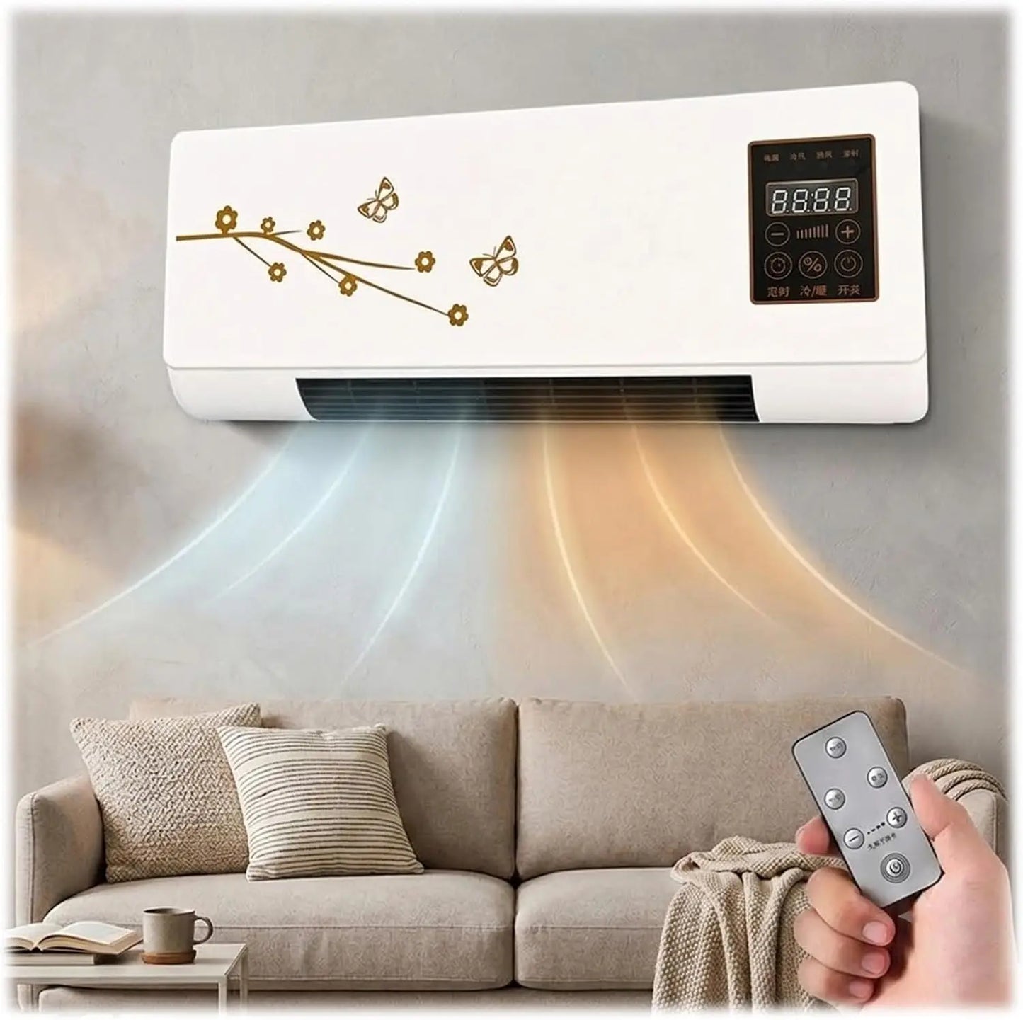 1800W Portable Wall Air Conditioner & Heater Combo, 2 in 1 Ductless Mini AC Fan System with Remote Control, No Exhaust Smart Room Heater Cooler for Living Room, Garage(Pink)
