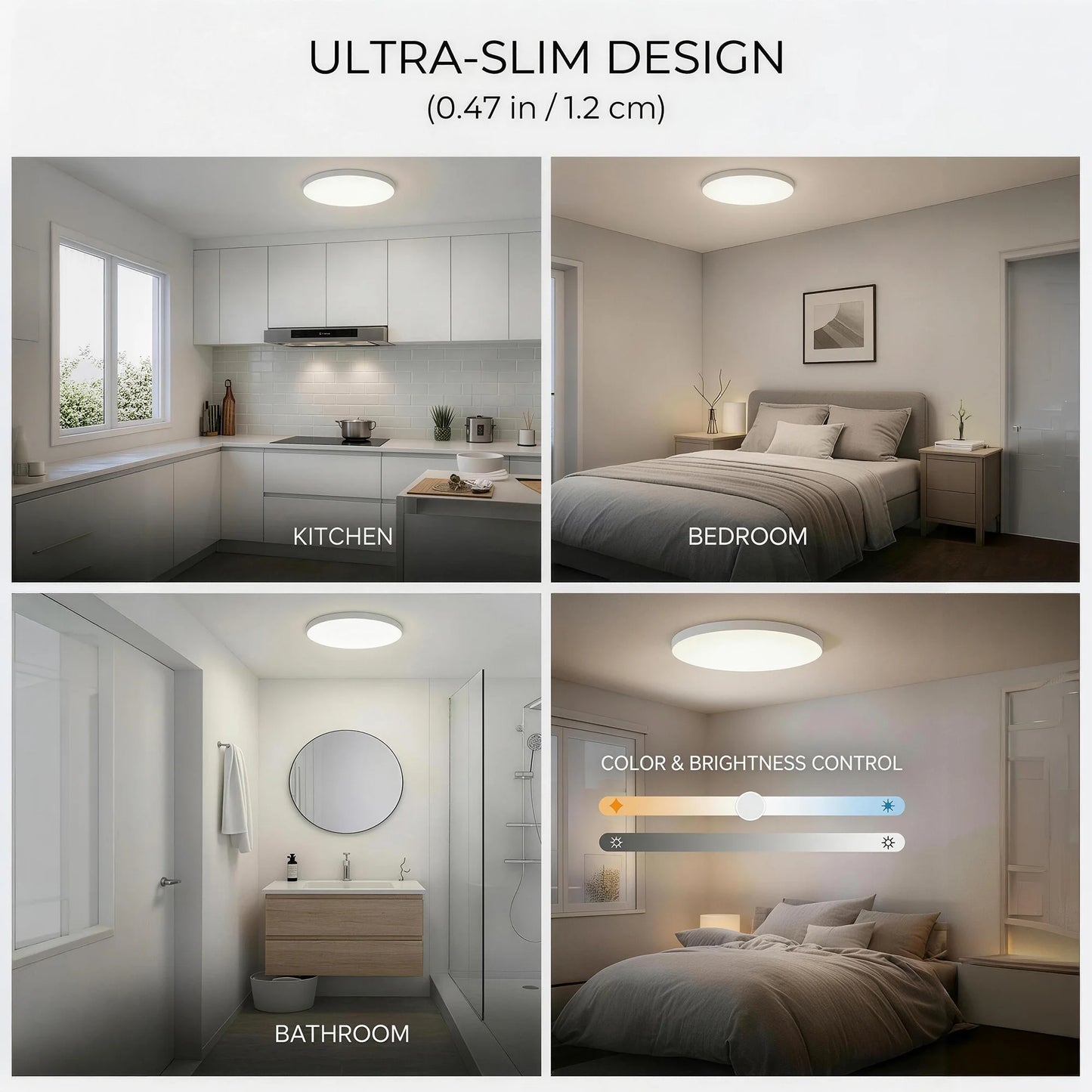 Smart RGB Ceiling Light, 11.8 Inches Ultra-Thin Design, Supports Music Sync, DIY Color Scenes and AI Lighting Modes, 3000K-6500K Dimmable White Light, APP Remote Control & Voice Control, Dimmable LED Flush Mount Ceiling Lamp