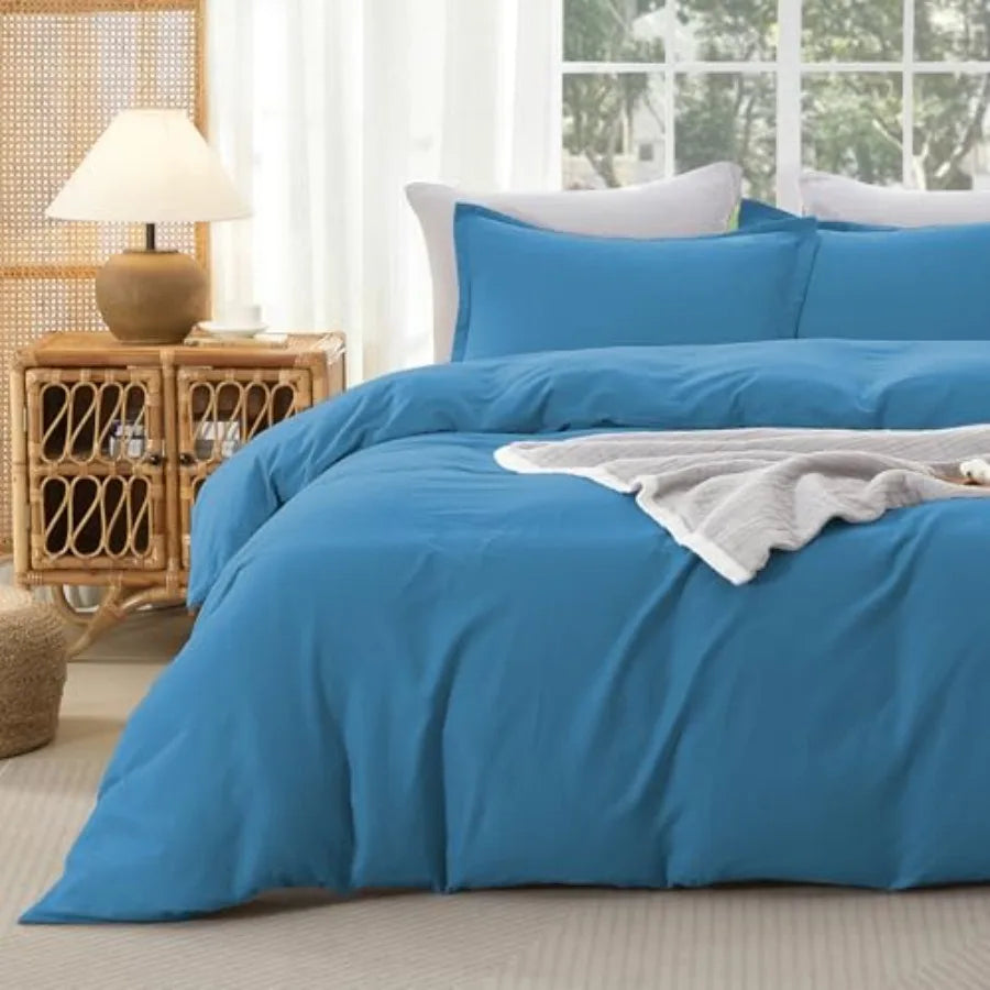 Muslin Duvet Cover Size 100% Washed Cotton Duvet Cover Set Ultra Soft Comforter Cover Linen Like 3 Pieces Minimalist Gauze Duve