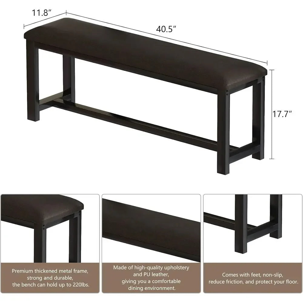 Dining Room Table Set with 2 Benches, Dining Table Set or 4-6, Dinner Table Set or 4, aux Marble Breakast Table Set & PU Leather