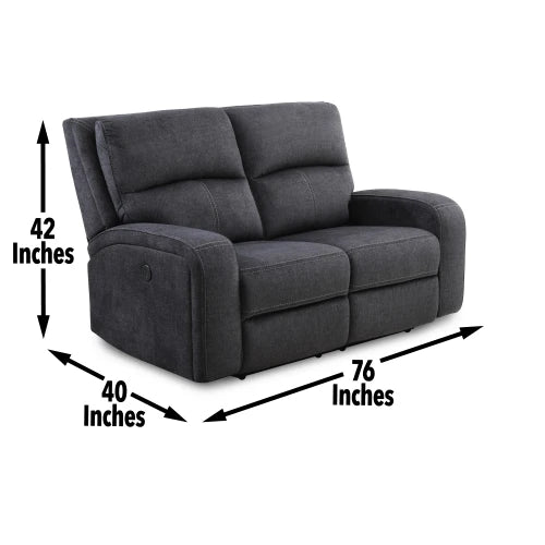 3-piece power living room - dark gray