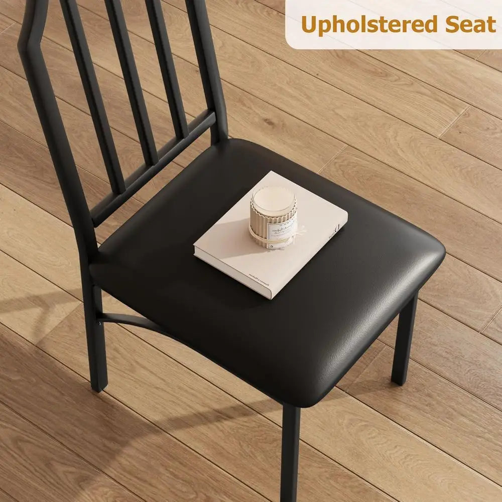 5-Piece Dining Table Set or 4, ern Kitchen Table with Chamered Design and Upholstered Chairs, Leather-Cushioned Seats or Small S