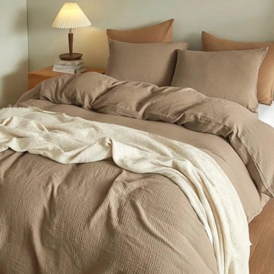 Muslin Duvet Cover Size 100% Washed Cotton Duvet Cover Set Ultra Soft Comforter Cover Linen Like 3 Pieces Minimalist Gauze Duve