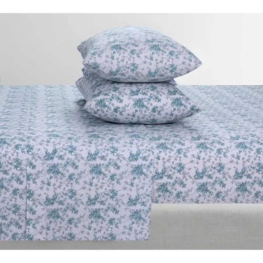 Feather and Stitch Softest 100% Cotton Sheets 300 Thread Count Percale Weave Bedding 16" Deep Pocket Cooling Sheets Breathable