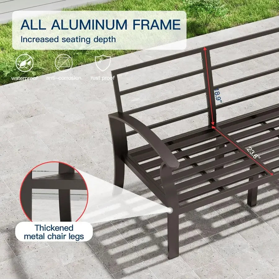 Aluminum Patio Furniture Set,6 Pieces 7 Seat Sectional Metal Outdoor Furniture Conversation Set w 5.1 Cushions,Swivel Rocking C