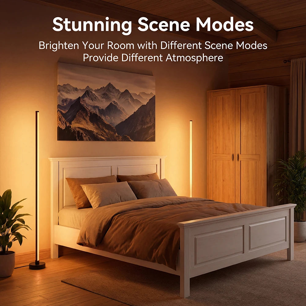 Smart LED Floor Lamp RGB Remote & APP Control Music Sync Corner Lighting Timer Modern Mood Standing Lamp for Living Room Gaming