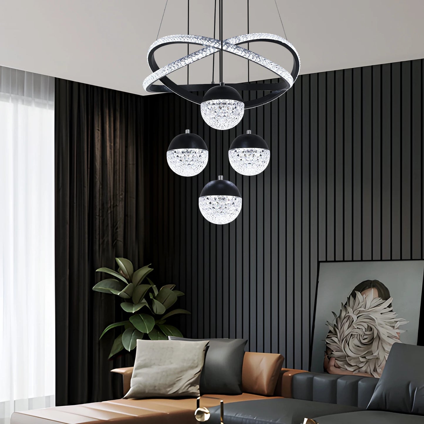 Modern LED Chandelier Lighting Three LED Colors Nordic Restaurant Lighting Living Room Chandelier Hanging Lamp Lighting Fixture