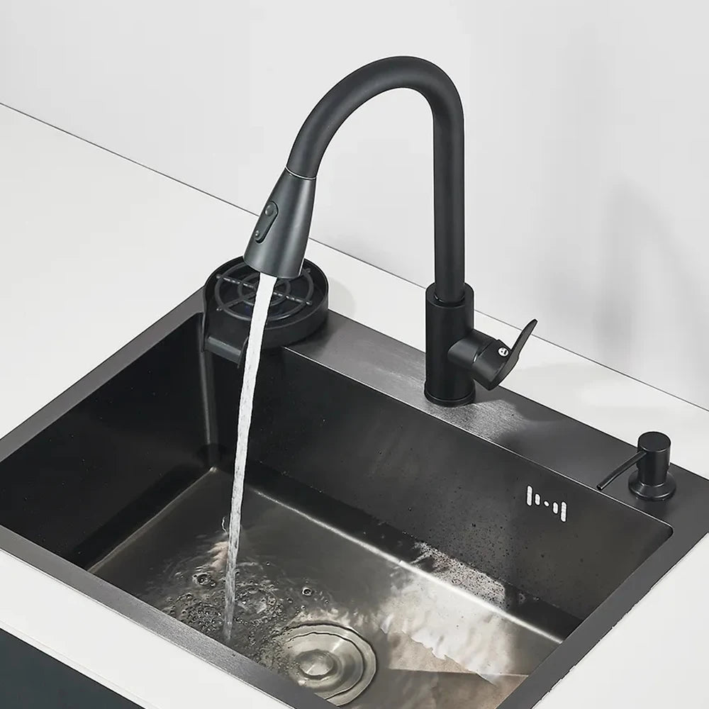 Stainless Steel Kitchen Sink Large Integrated Faucet Sink Dish Basin With Drain Basket Soap Dispenser/Pure Water/Cup Washer