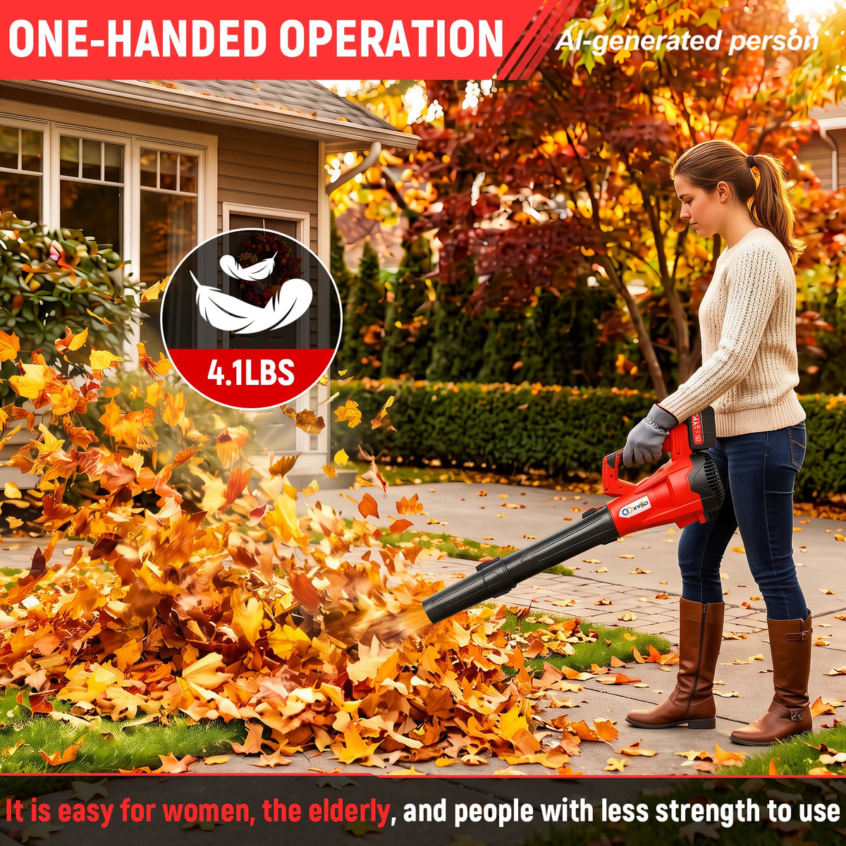 XYSD Cordless Leaf Blower, 650 CFM Electric Jet Blower with 21V 4.5Ah Battery, 6 Speed Modes Portable Leaf Blower for Lawn Care