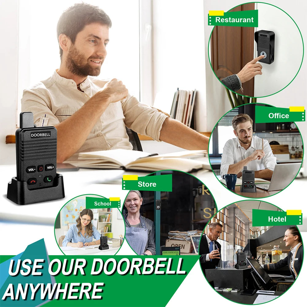 Wireless Voice Duplex Intercom Doorbell 500M Long Distance Audio Door Phone with Voice Sender&Reciever Door Bell for Home Office