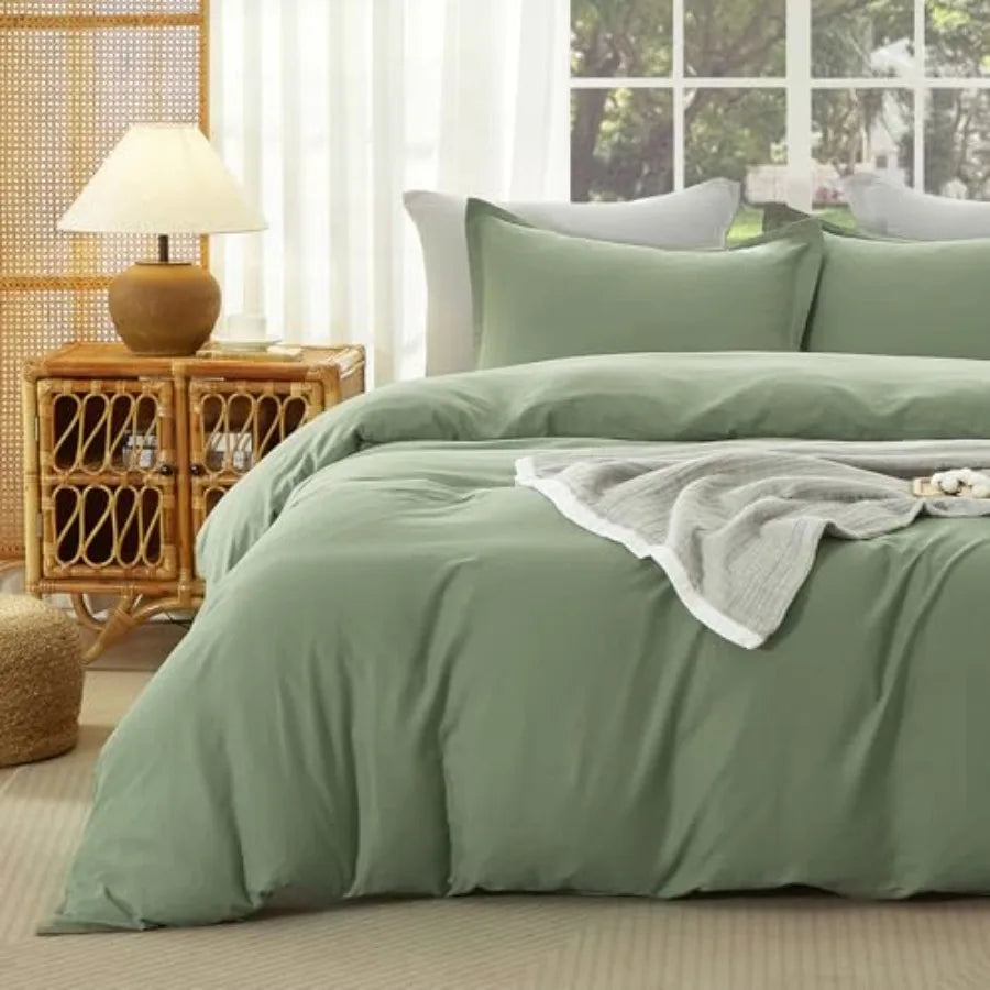 Muslin Duvet Cover Size 100% Washed Cotton Duvet Cover Set Ultra Soft Comforter Cover Linen Like 3 Pieces Minimalist Gauze Duve
