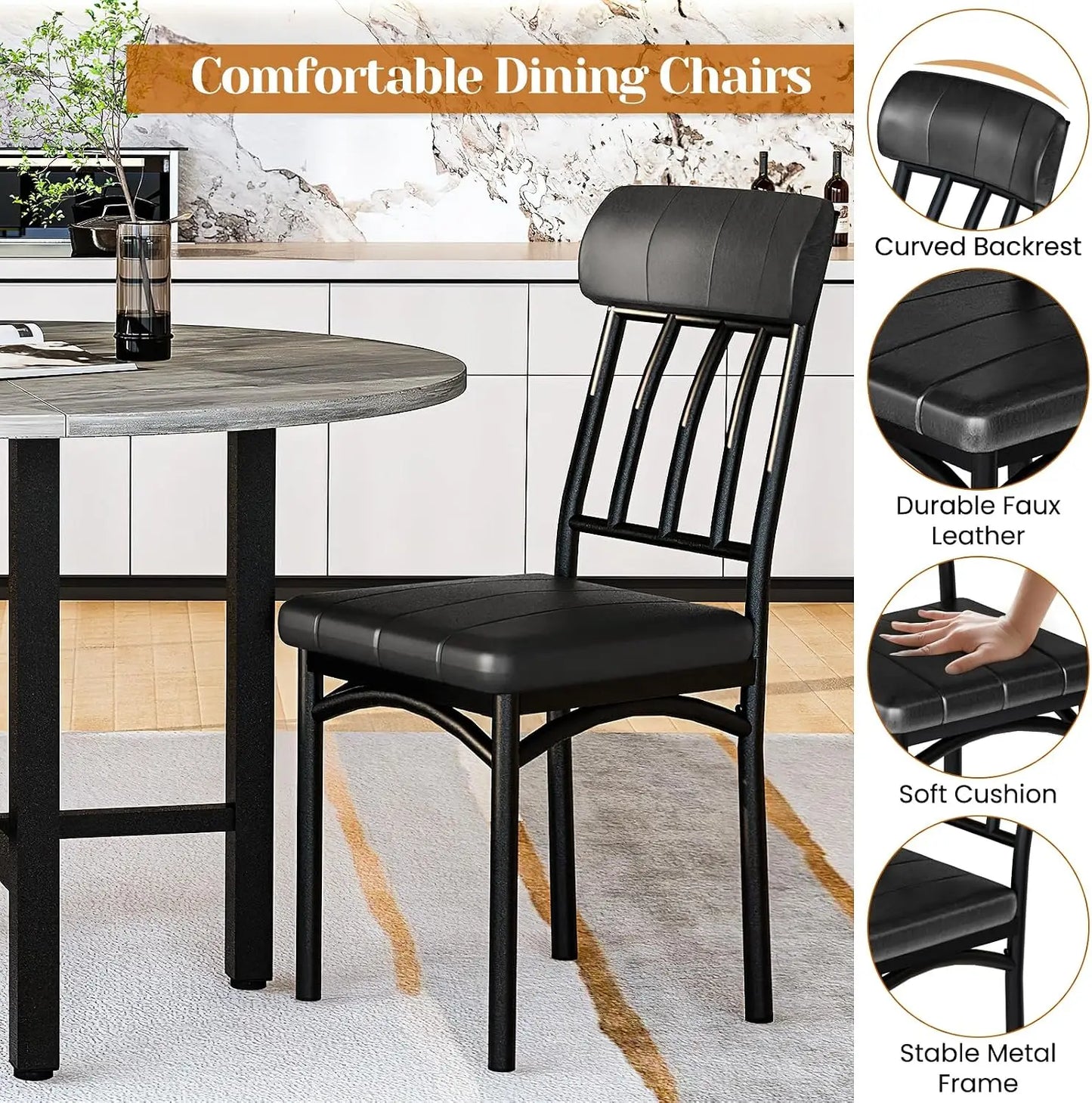 Round Dining Table Set for 4, Wood Circle Kitchen Table and Chairs Set for 4, Modern Dining Room Sets, Customized