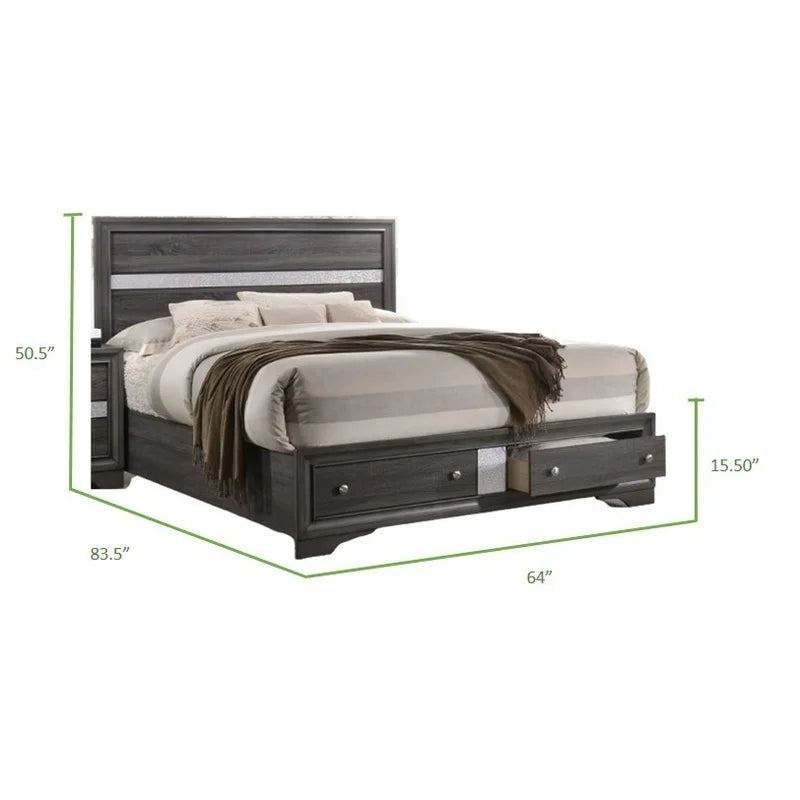 Gray Wood 4-Piece Storage Bedroom Set
