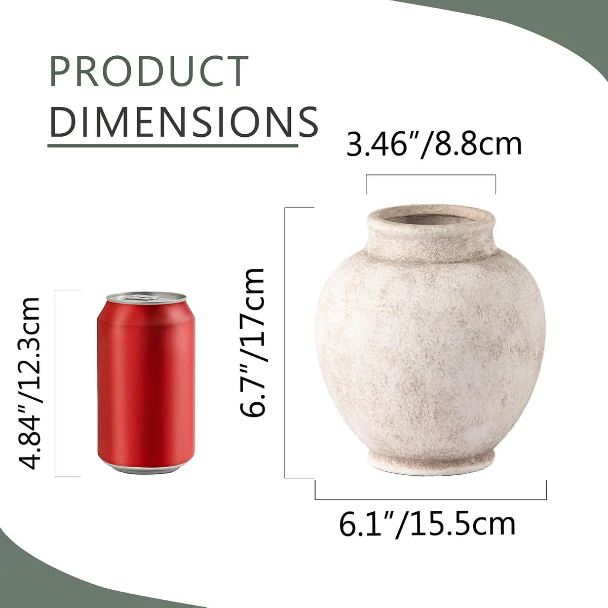 Ceramic Flower Vase, Rustic Farmhouse Decorative Vase Pottery Pampas Grass Vases for Home Decor Table Living Room Entryway Mantel Bookshelf Bedroom Bathroom Kitchen - 6.7" D
