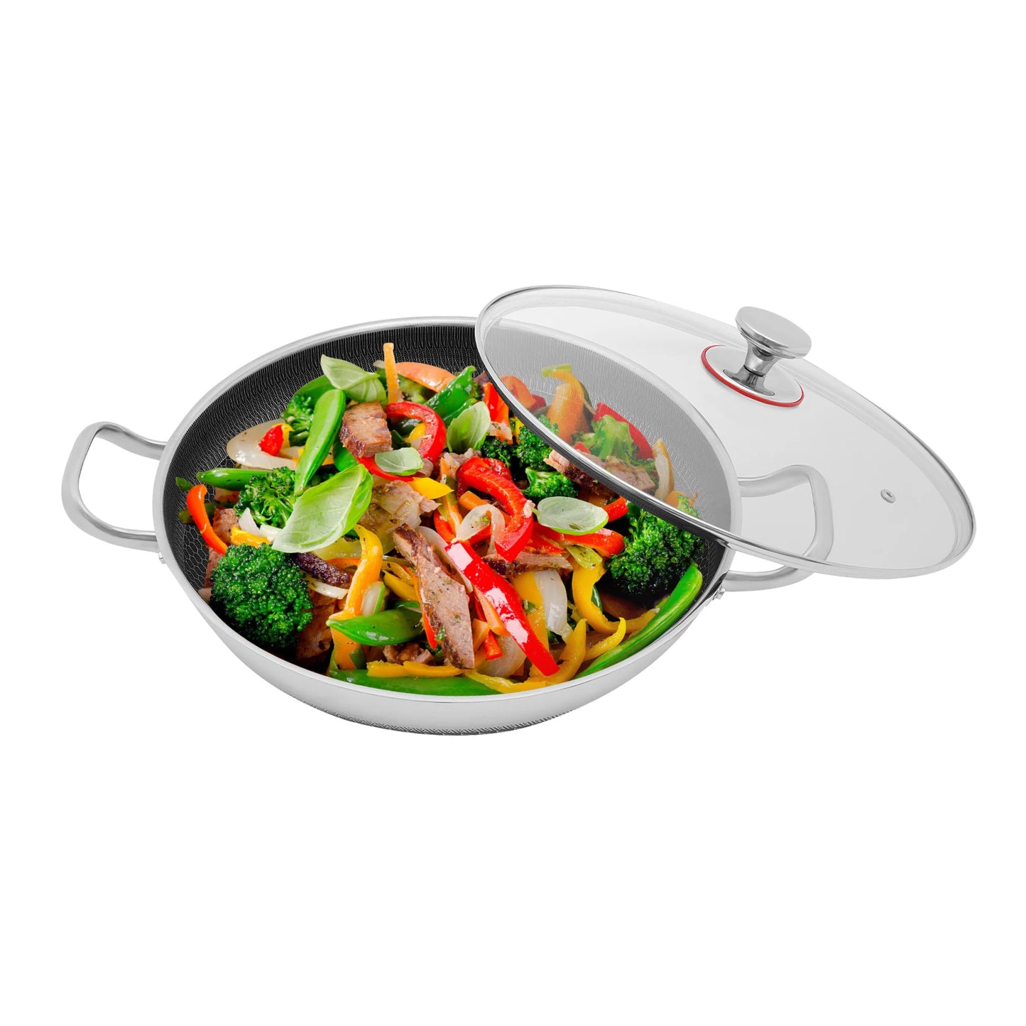 Non-stick Cookware with Lid, Stainless Steel Frying Pan, Modern Cooking Pan for Sauteing, Deep-Frying