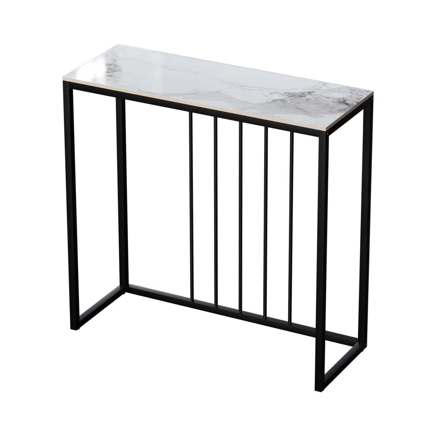80cm Rectangle Console Table for Entryway Entrance Living Room Black Metal Frame Sofa Side Table Behind Couch