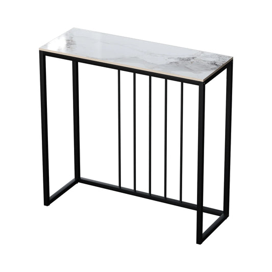 80cm Rectangle Console Table for Entryway Entrance Living Room Black Metal Frame Sofa Side Table Behind Couch