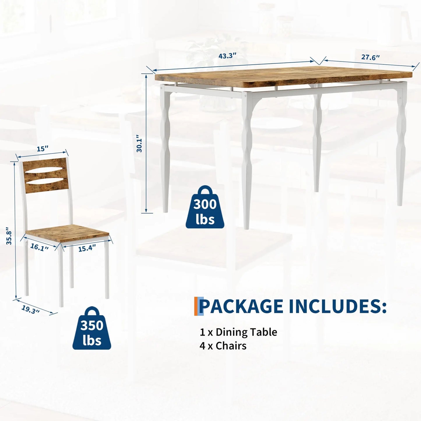 5 Piece Dining Table Set Dining Table And Chairs For 4 Kitchen Table With Spiral Legs For Small Spaces Dining Room Apartment