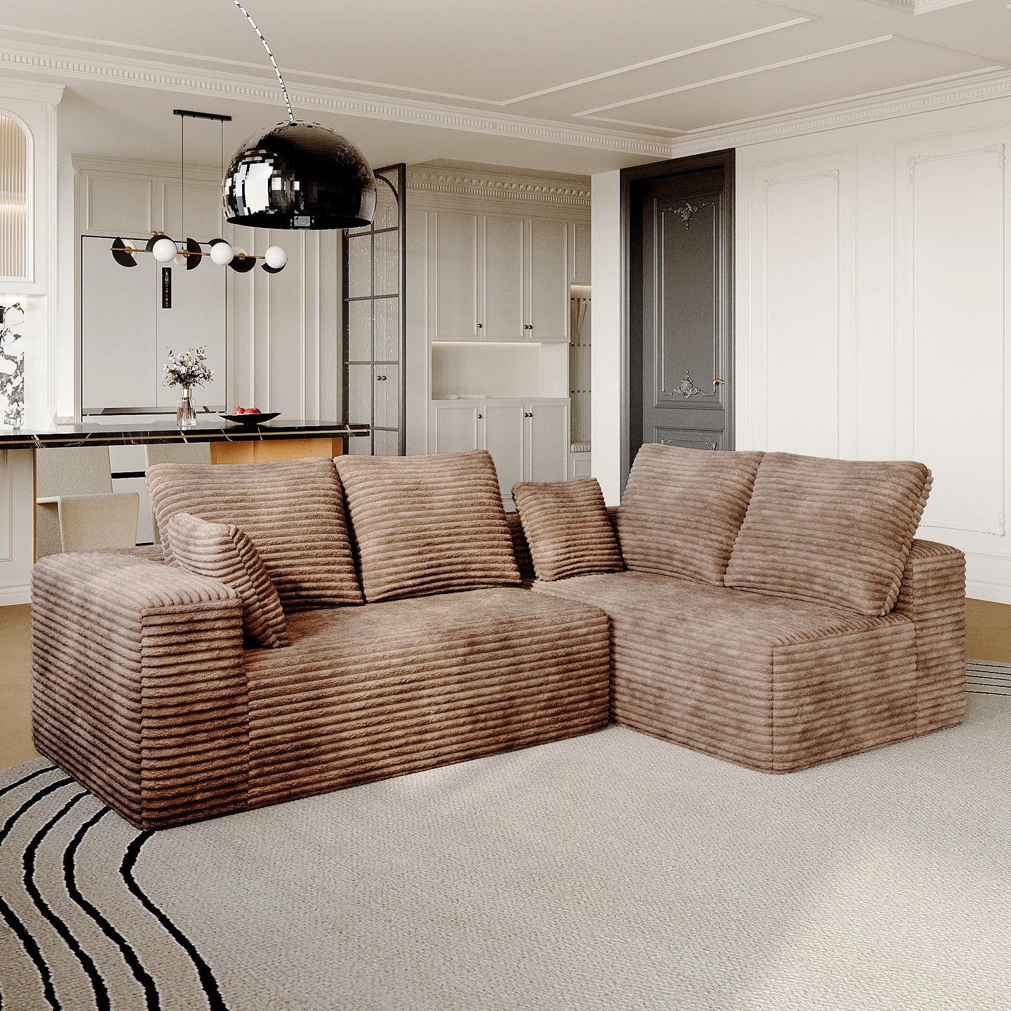 Sdorens 104" Cloud Sectional Couch with L-Shape Chaise,Modern Modular Boneless Sofa with Deep Seat for Living Room Bedroom