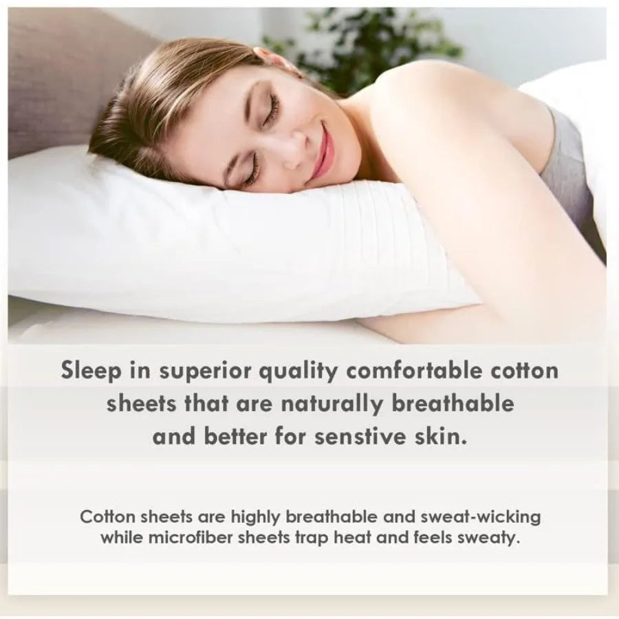 Pure 100% Cotton Luxurious 400 Thread Count Long Staple Cotton Sateen Weave Button Closure Combed Ivory Cotton