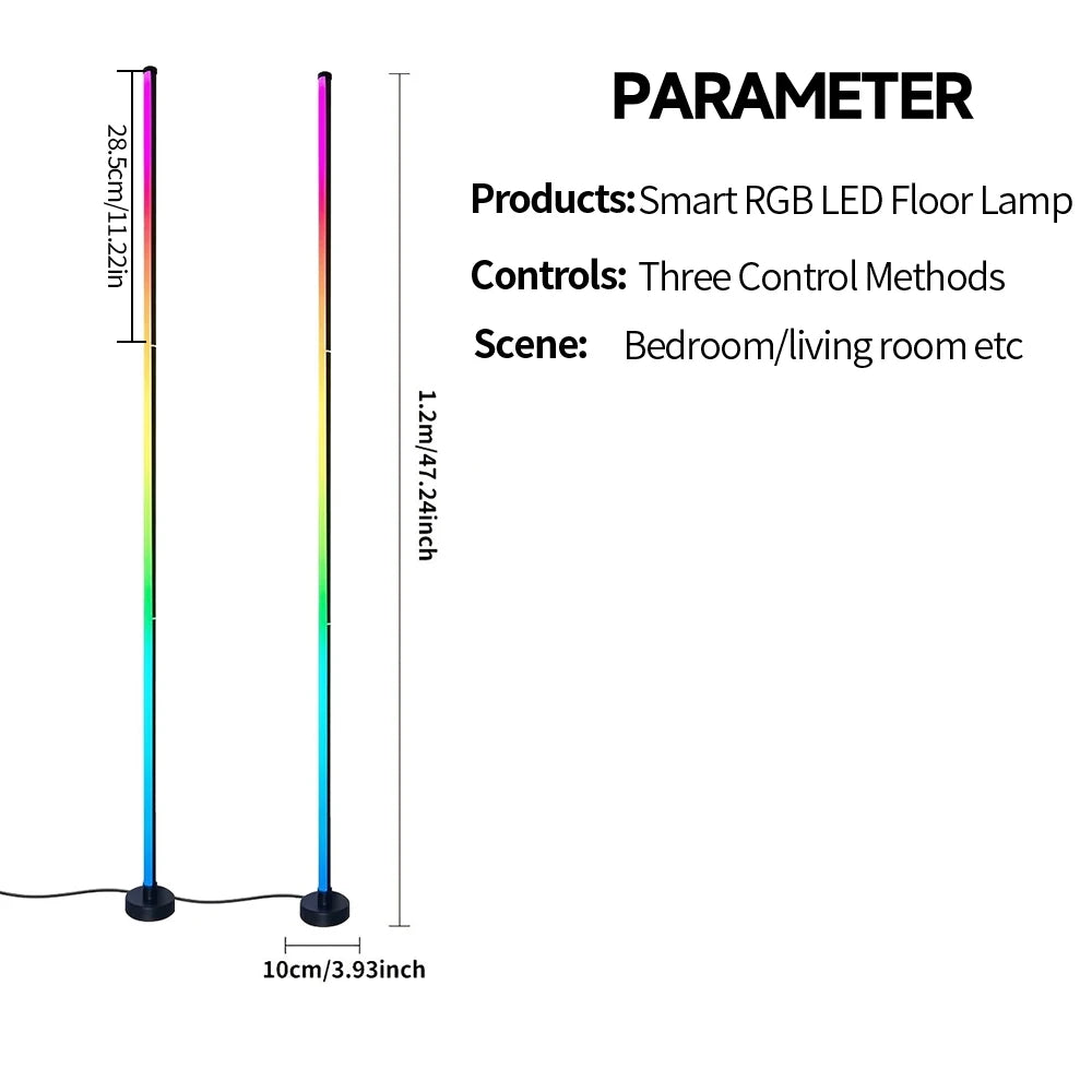 Smart LED Floor Lamp RGB Remote & APP Control Music Sync Corner Lighting Timer Modern Mood Standing Lamp for Living Room Gaming