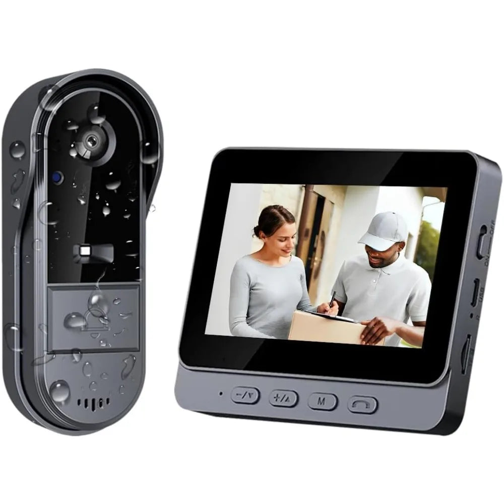 Wireless Doorbell Camera with 1080P Resolution, Monitor Screen, Free Storage, Night Vision, and 170° View Angle